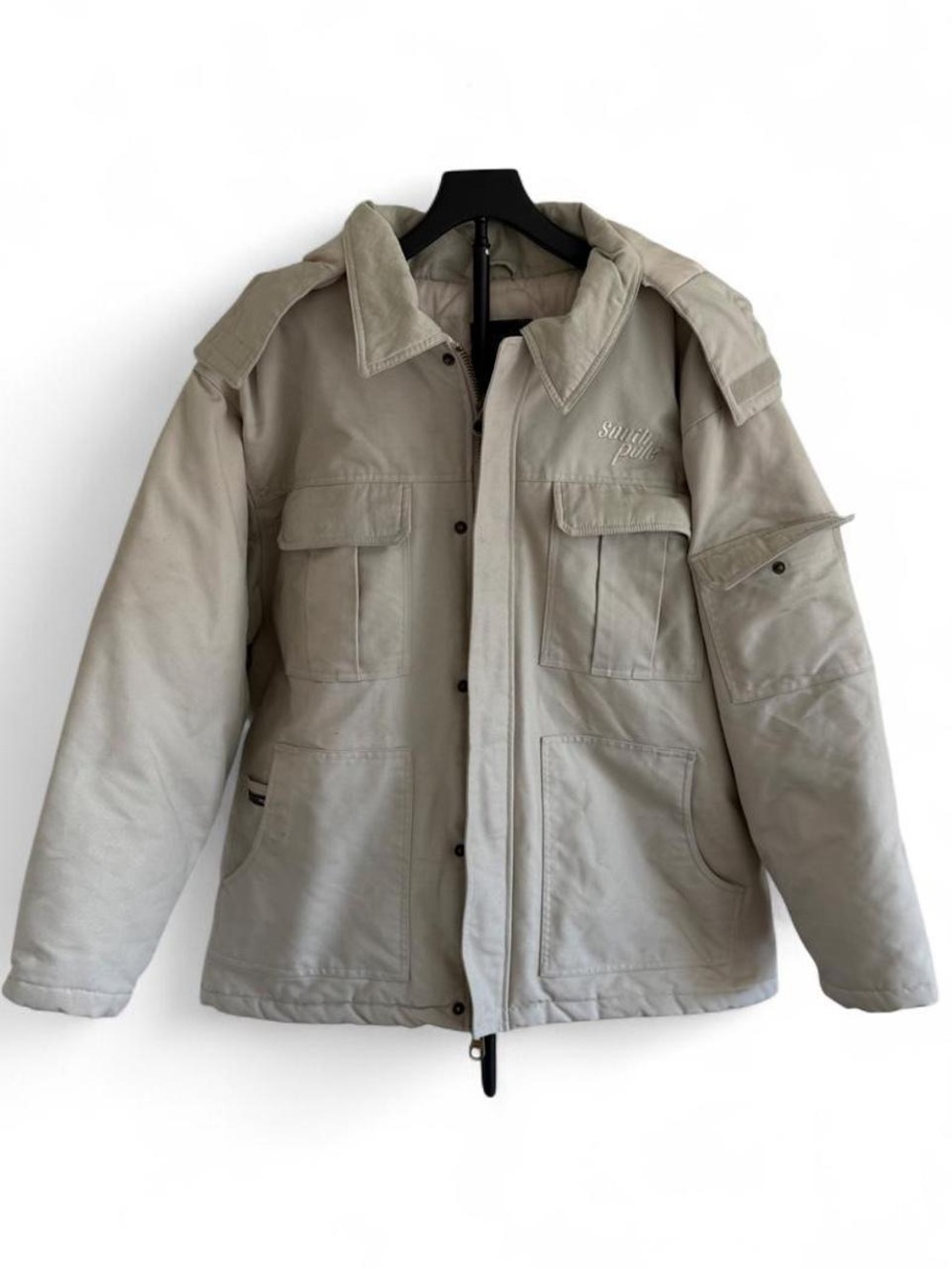 VTG Y2K Southpole Authentic Collection Men’s Beige Hooded Parka Jacket Lined 2XL
